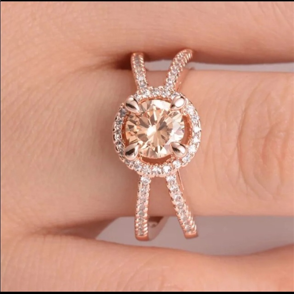 Rose Gold Filled Champagne Crystal Ring